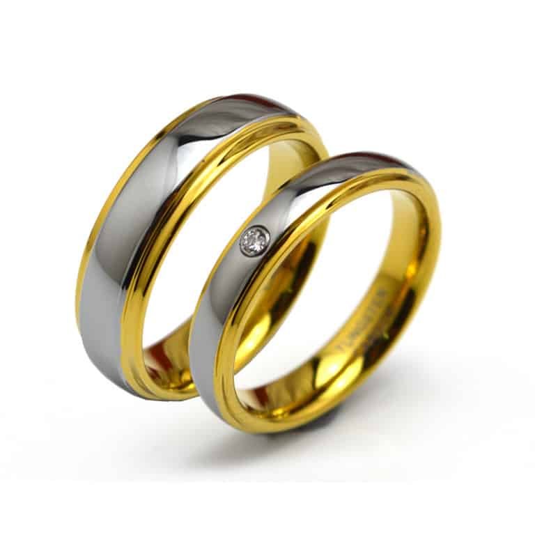 Gold & Silver Matching Tungsten Wedding Bands