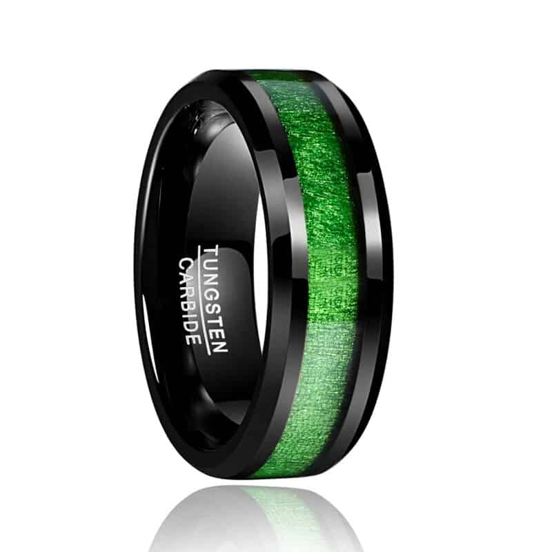 8mm Vintage Green Inlaid Electroplated Tungsten Ring
