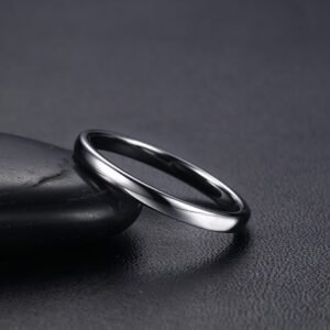 2mm silver tungsten wedding band with polished domed finish