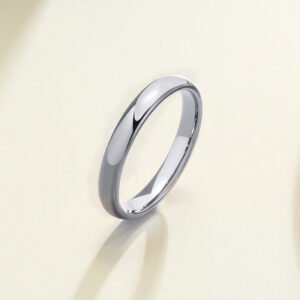 3mm silver tungsten wedding band with polished domed finish