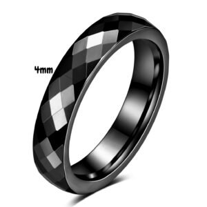 4mm silver diamond-faceted tungsten ring