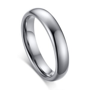 4mm silver tungsten wedding band with polished domed finish