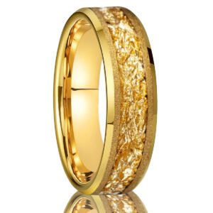 6mm gold gold leaf inlay tungsten ring