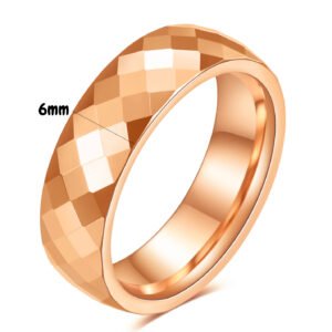 6mm rose gold diamond-faceted tungsten ring