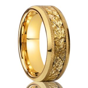8mm gold gold leaf inlay tungsten ring