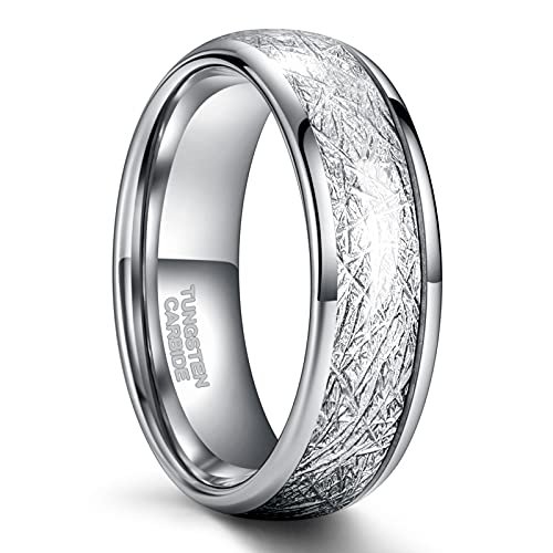 8mm Silver Meteorite Inlay Tungsten Ring 8mm silver meteorite inlay tungsten ring