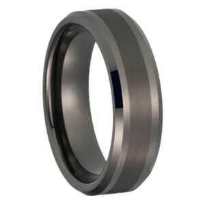 6mm Men's Gunmetal Beveled Tungsten Wedding Band