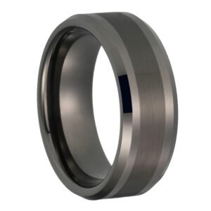 8mm Men's Gunmetal Beveled Tungsten Wedding Band