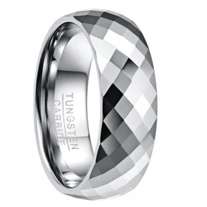 8mm Men's Multi-Faceted Rhombus Tungsten Wedding Band